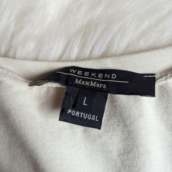 EUC Weekend Max Mara Basic Scoop Neck Long Sleeve Tee in Beige - Picture 6 of 8